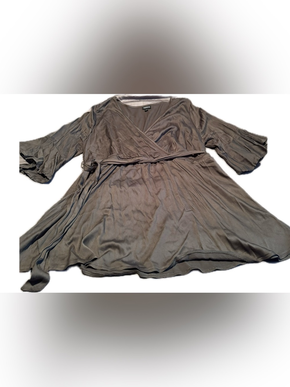 torrid Olive Wrap Tunic with Tie Waist